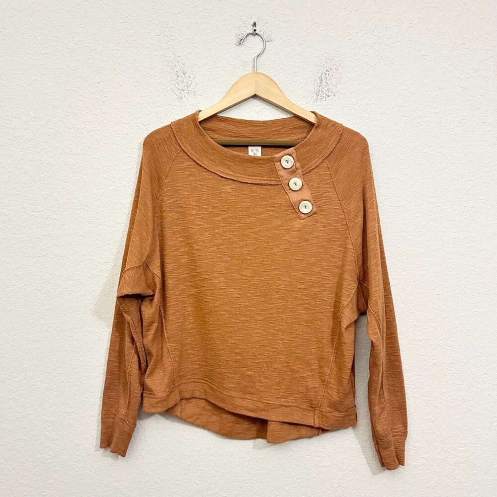 WE THE FREE PEOPLE Don't Forget Me Top Brown Long Sleeve Knit NWOT